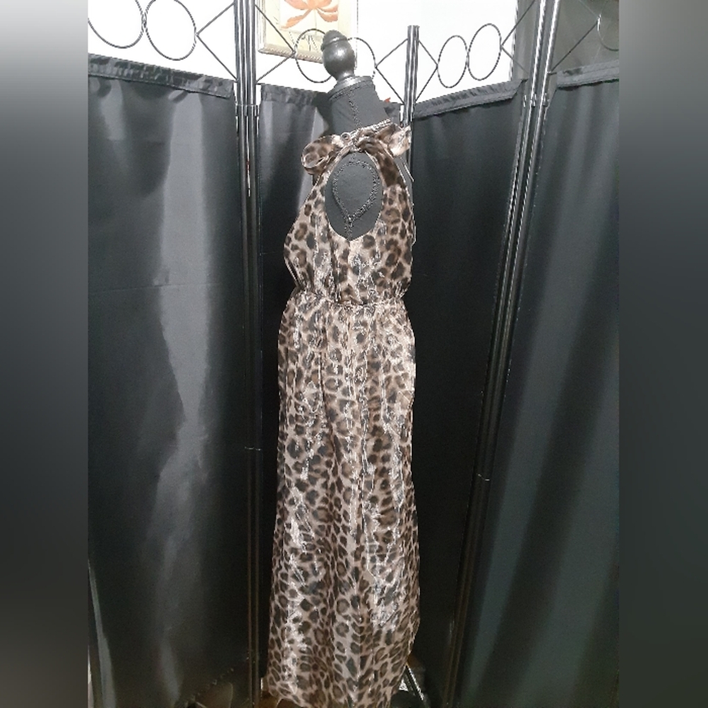 Antropologie Daniel Rainn Black Briwn Animal Print Sleeveless V-Neck Dress XS - Picture 6 of 12